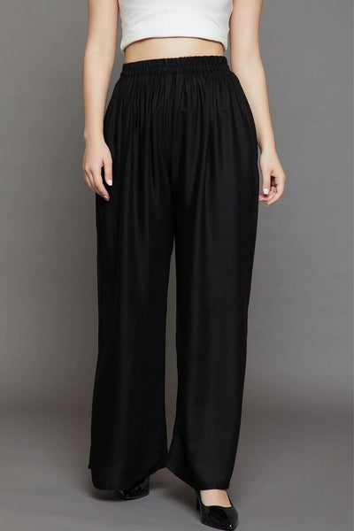 Black Plain Rayon Palazzo