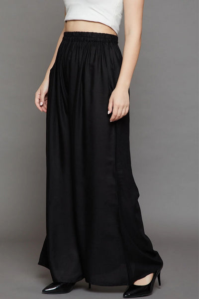 Black Plain Rayon Palazzo