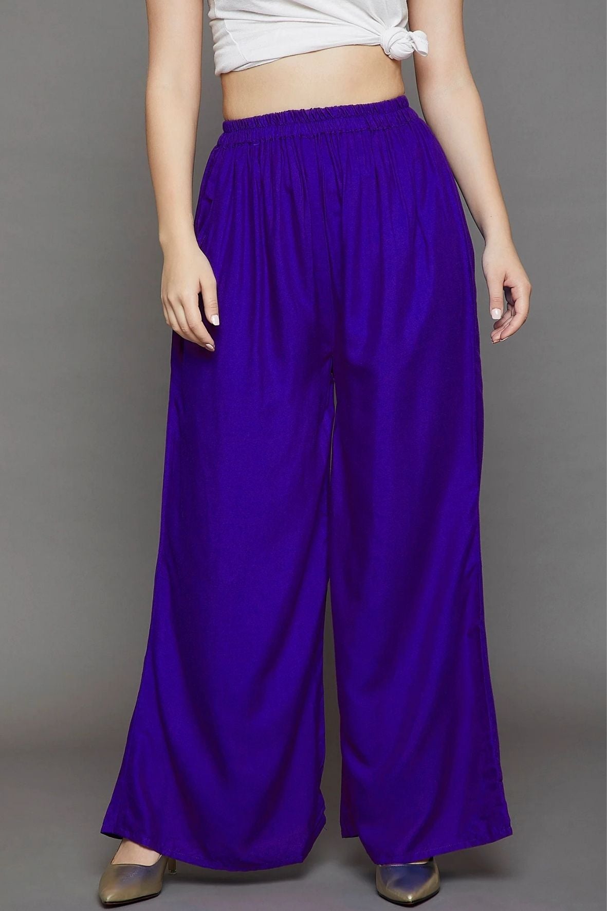 Royal Blue Plain Rayon Palazzo