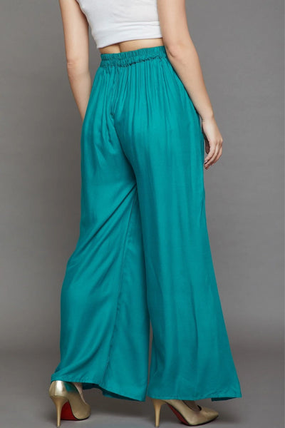 Rama Green Plain Rayon Palazzo