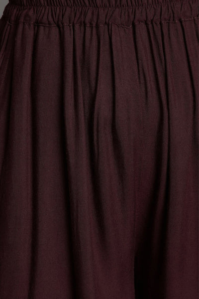 Brown Plain Rayon Palazzo