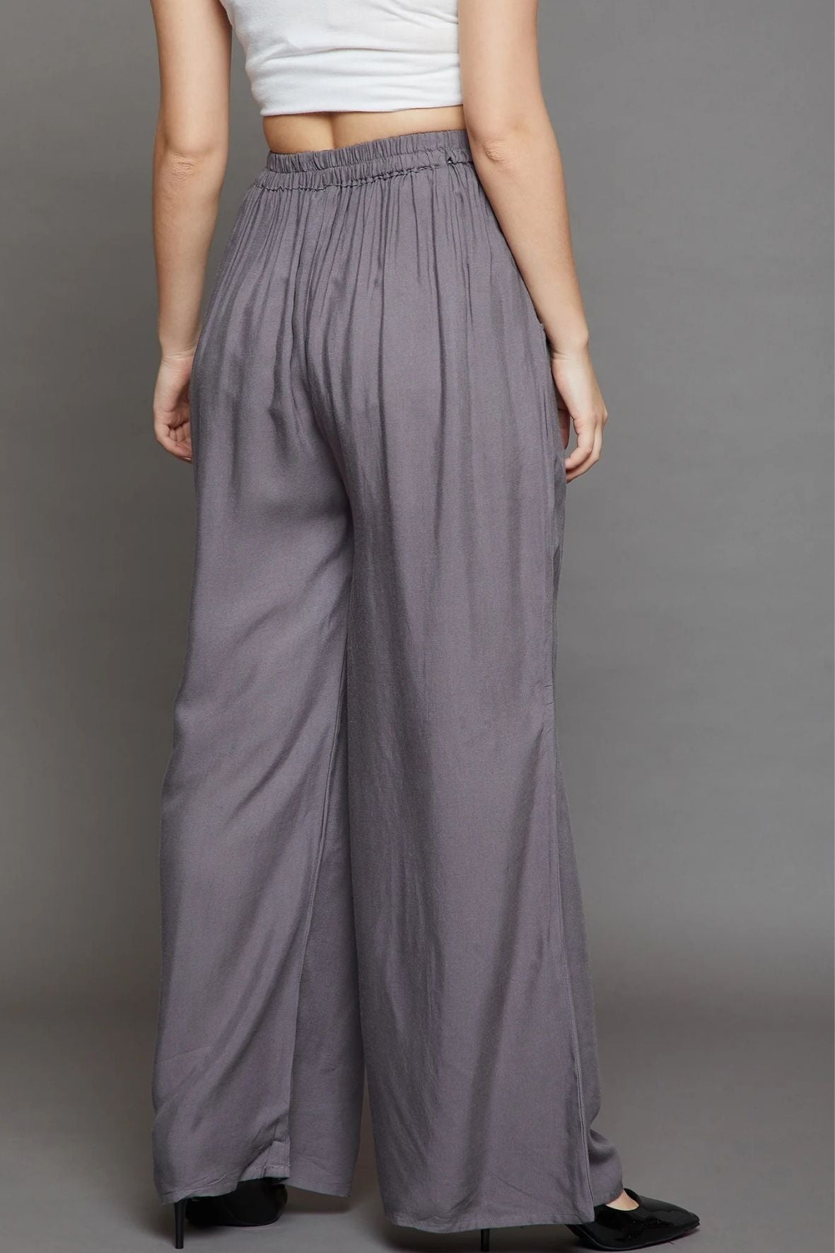 Grey Plain Rayon Palazzo