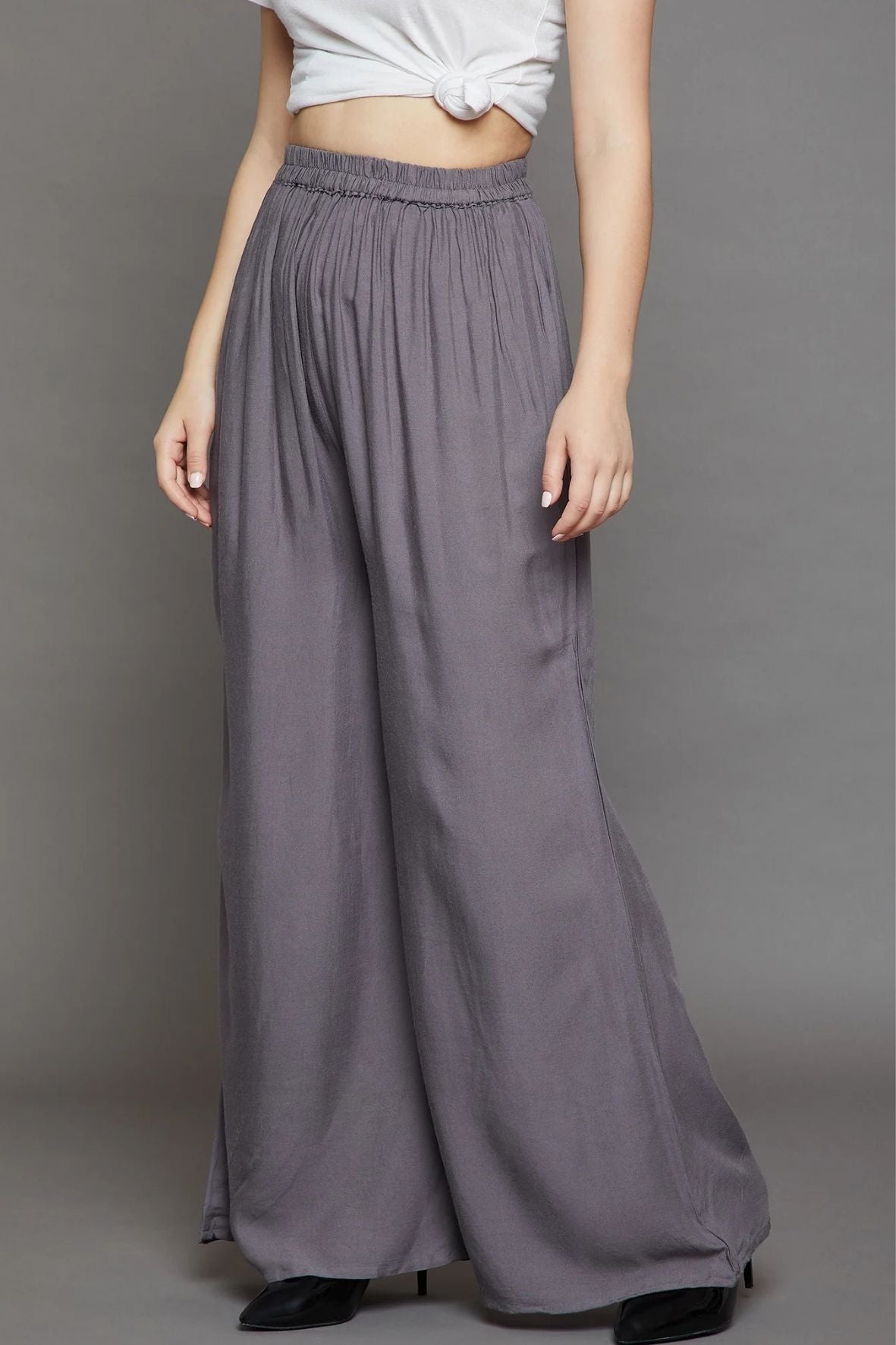 Grey Plain Rayon Palazzo
