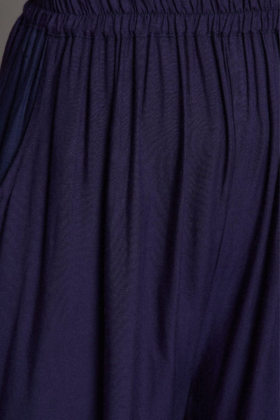 Navy Blue Plain Rayon Palazzo