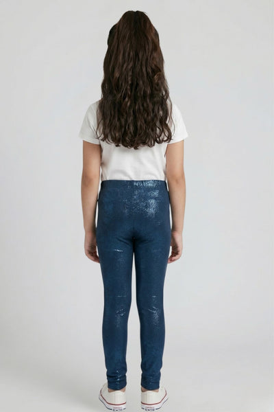 Blue Metallic Leggings