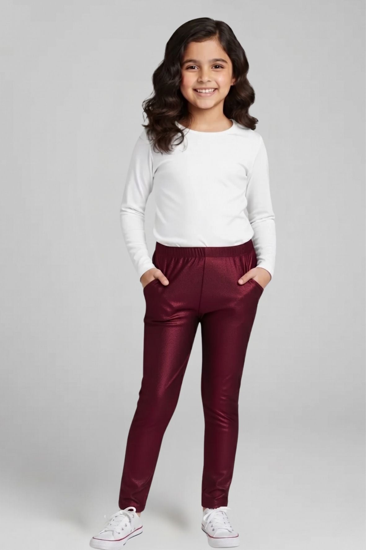 Maroon Metallic Leggings
