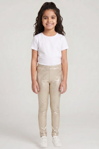 Cream Metallic Leggings