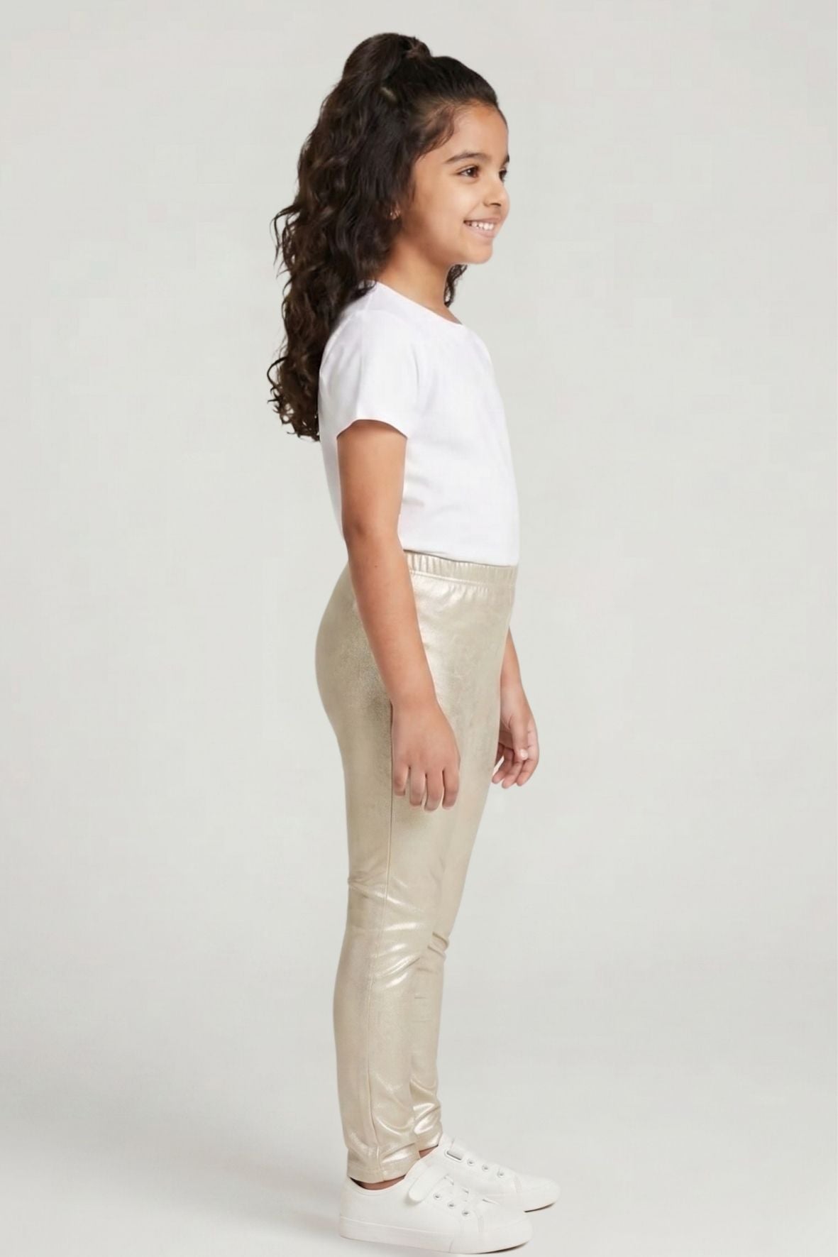 Cream Metallic Leggings