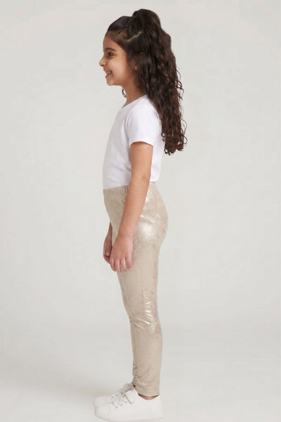Cream Metallic Leggings