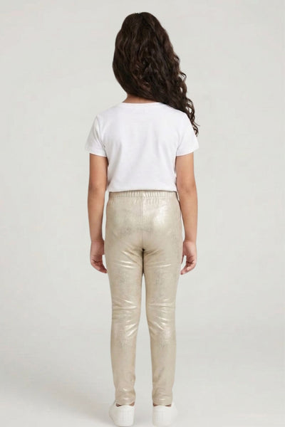 Cream Metallic Leggings