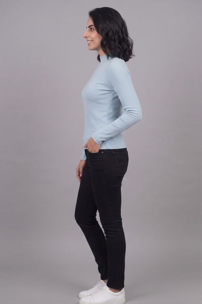 Blue Hi-Neck Crop Top for Women