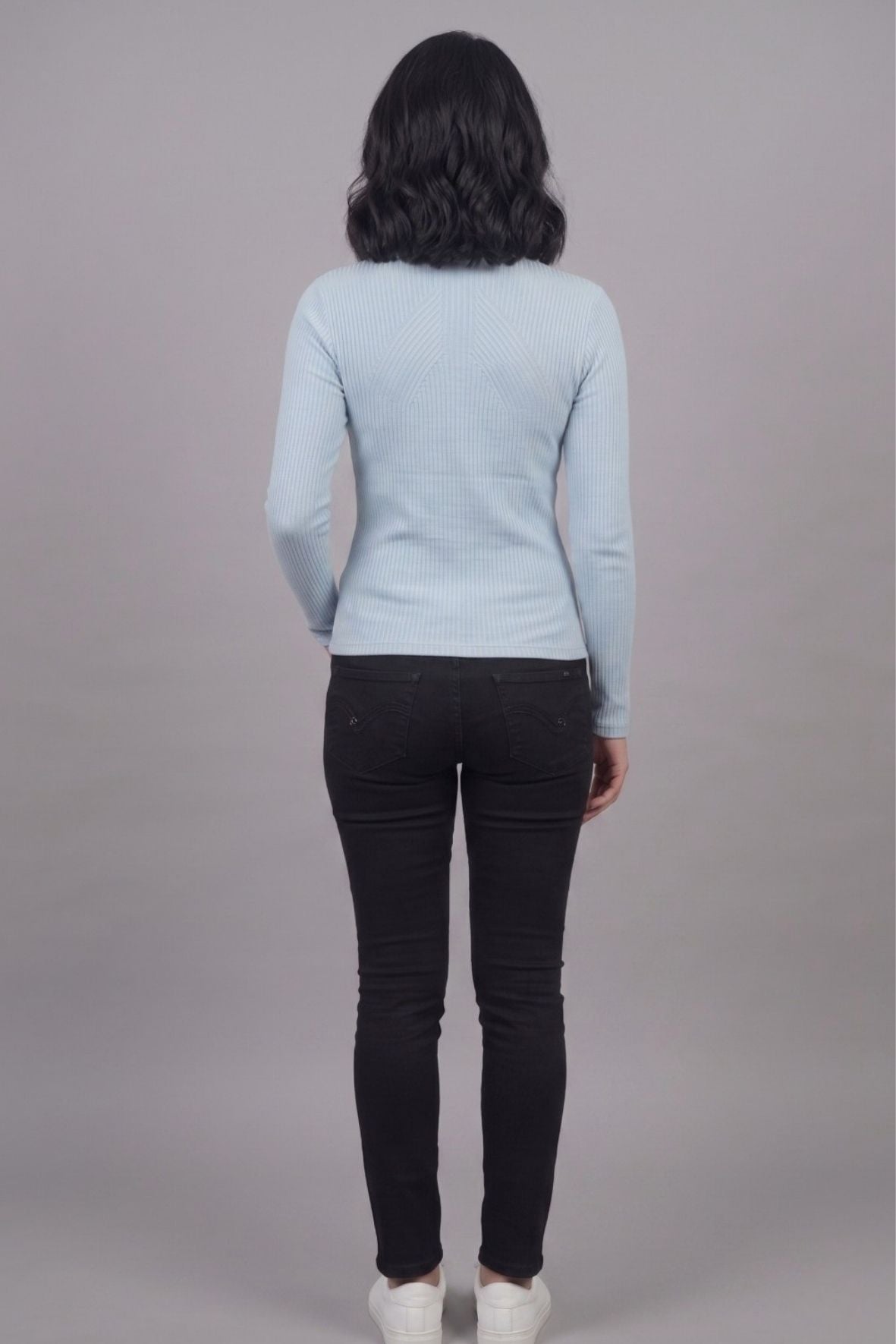 Blue Hi-Neck Crop Top for Women
