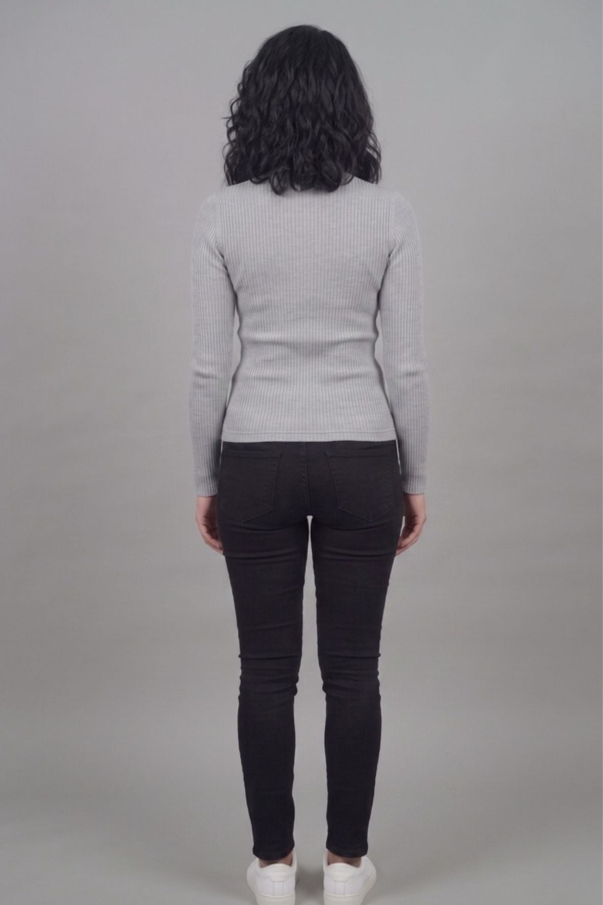 Grey Hi-Neck Crop Top for Women