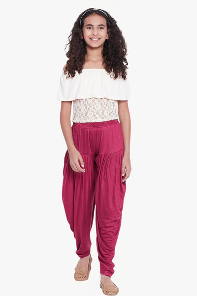 Maroon Viscose Dhoti Pants