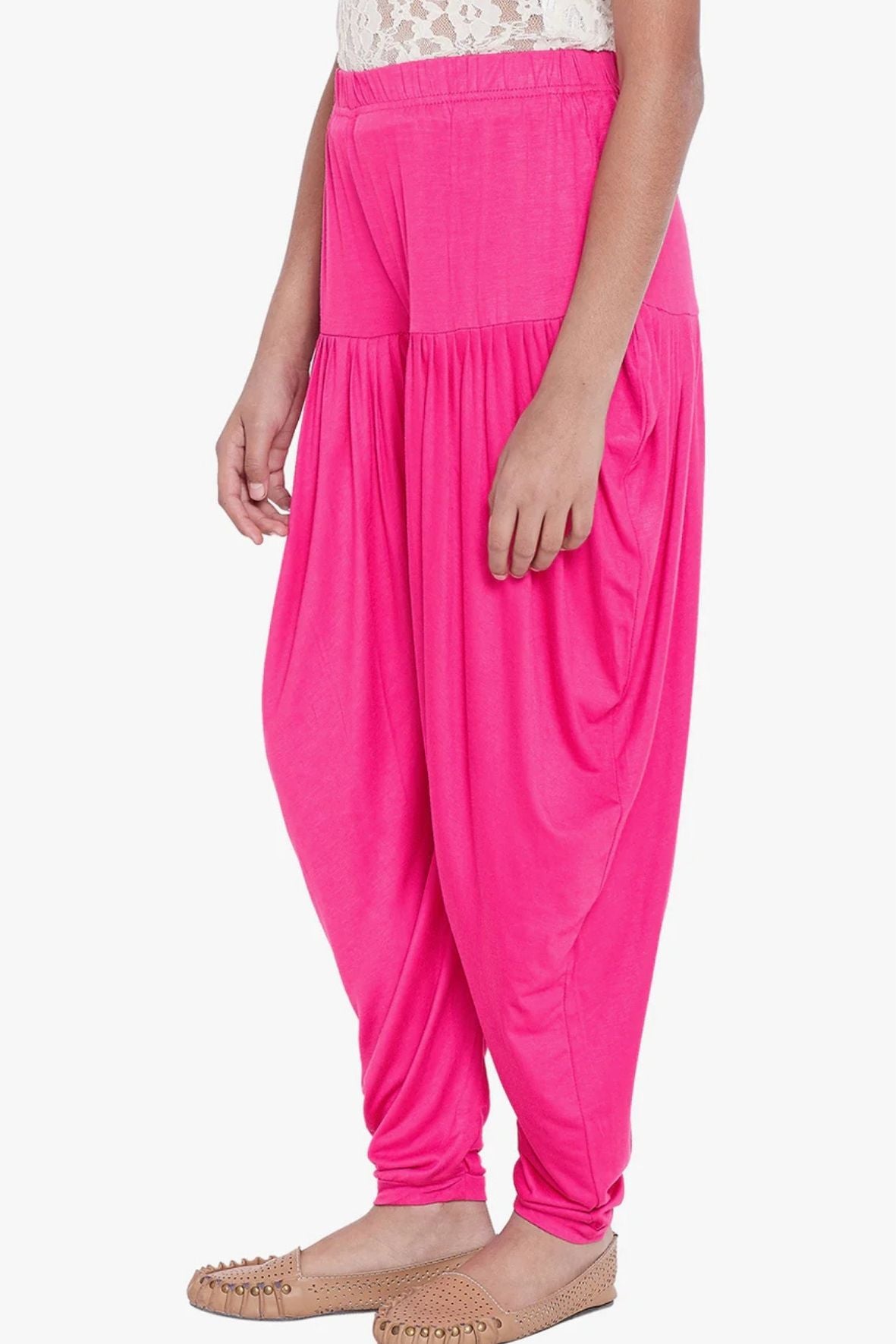 Dark Pink Viscose Dhoti Pants