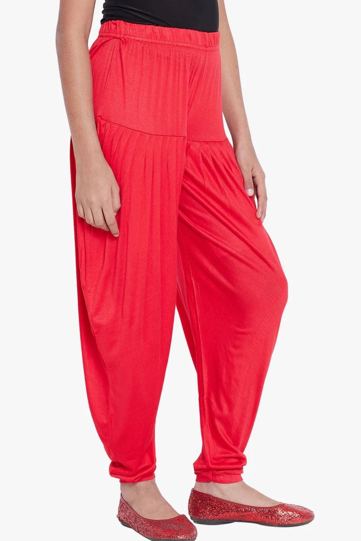 Red Viscose Dhoti Pants