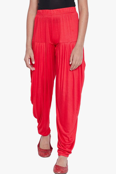 Red Viscose Dhoti Pants