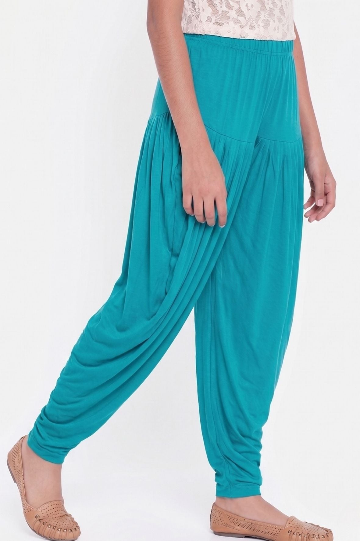 Turquoise Viscose Dhoti Pants