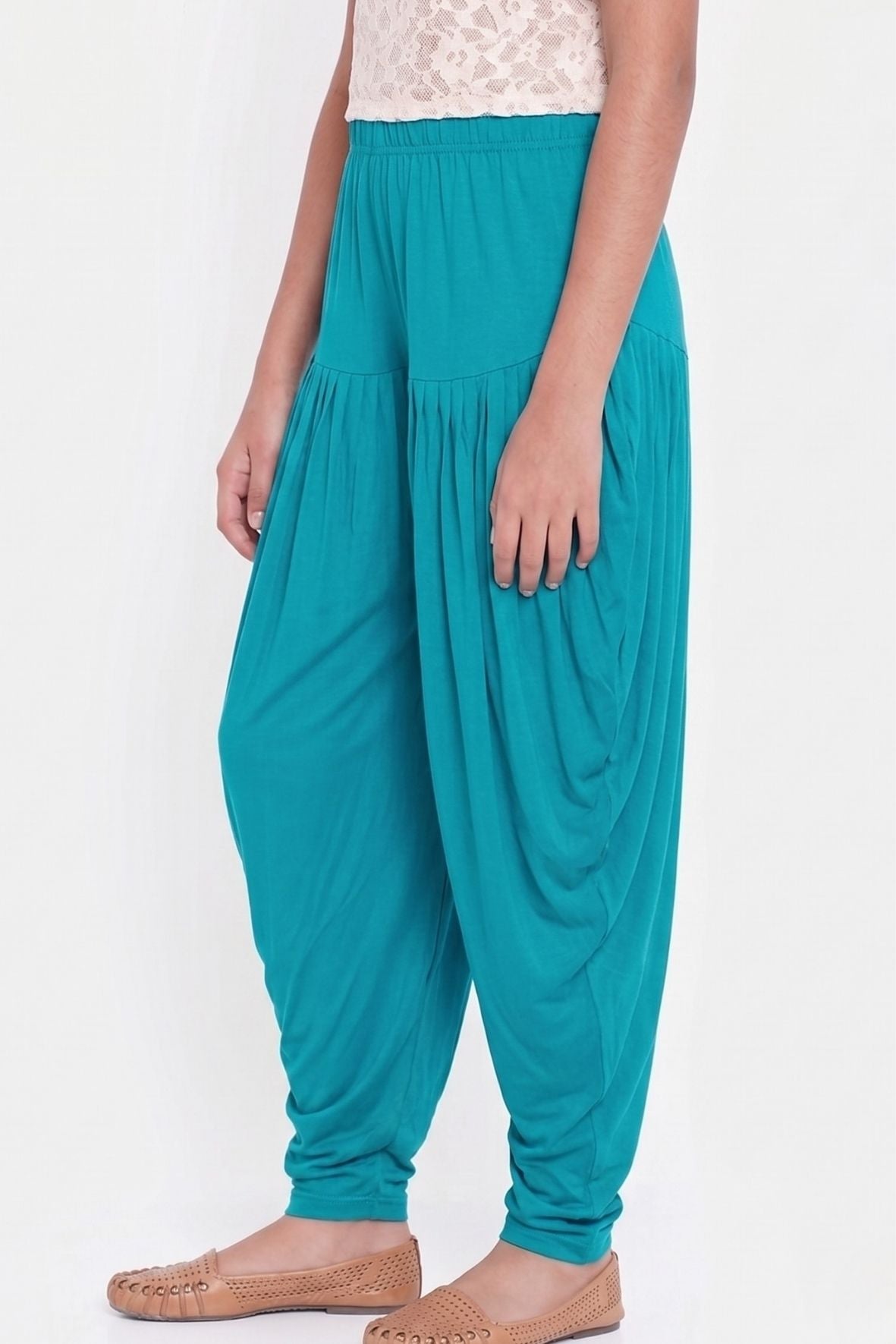 Turquoise Viscose Dhoti Pants