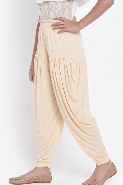 Cream Viscose Dhoti Pants