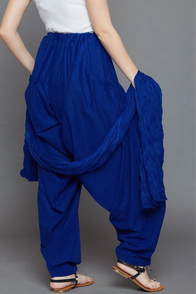 Royal Blue Cotton Plain Patiala with Dupatta