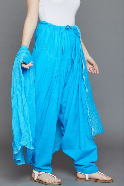 Sky Blue Cotton Pain Patiala with Dupatta