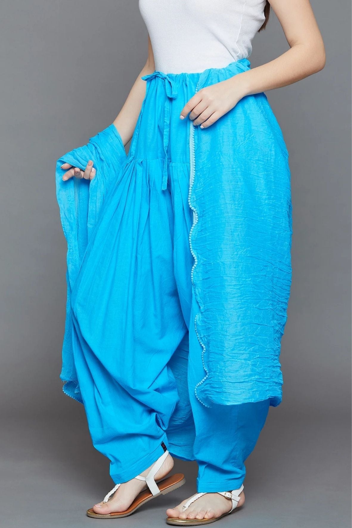 Sky Blue Cotton Pain Patiala with Dupatta