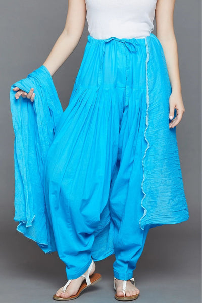 Sky Blue Cotton Pain Patiala with Dupatta