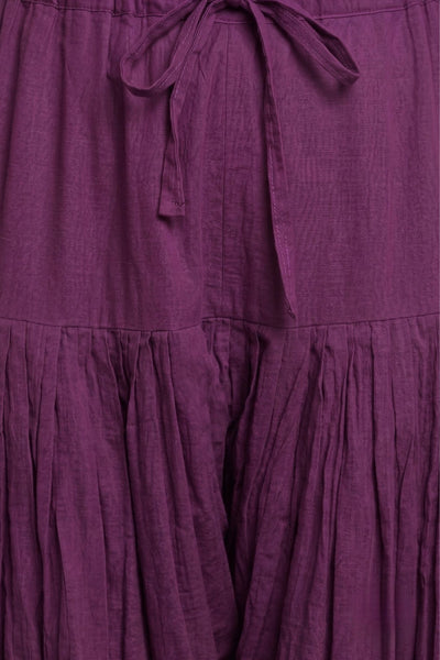 Wine Purple Plain Cotton Patiala with Dupatta