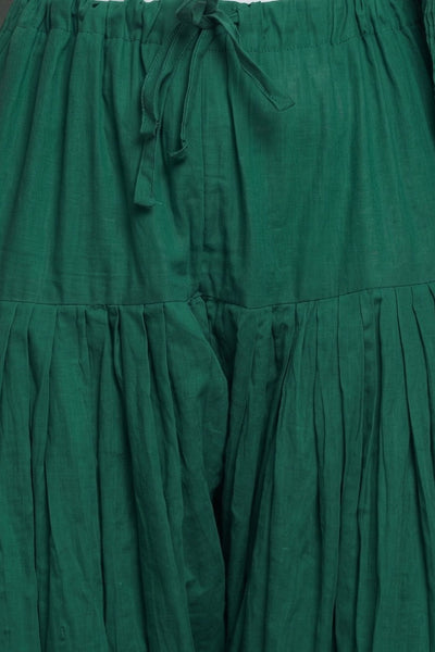Bottle Green Plain  Cotton Patiala with Dupatta