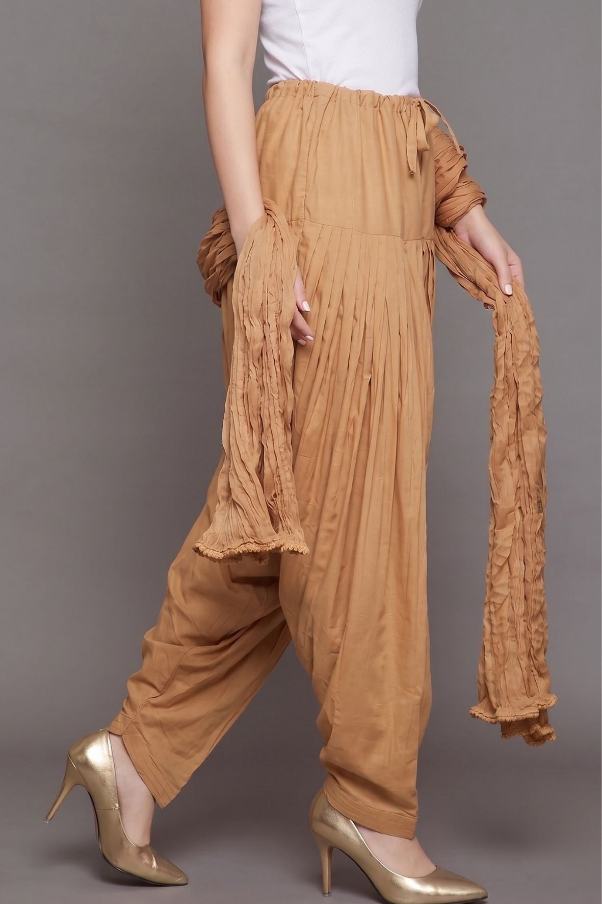 Skin Plain  Cotton Patiala with Dupatta
