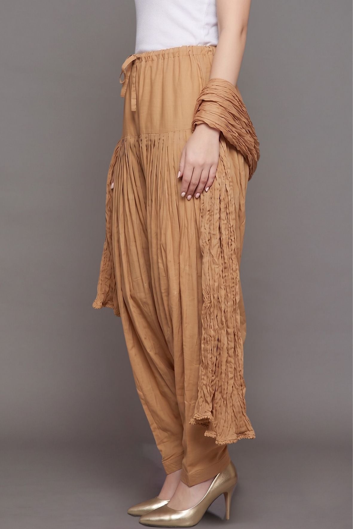 Skin Plain  Cotton Patiala with Dupatta