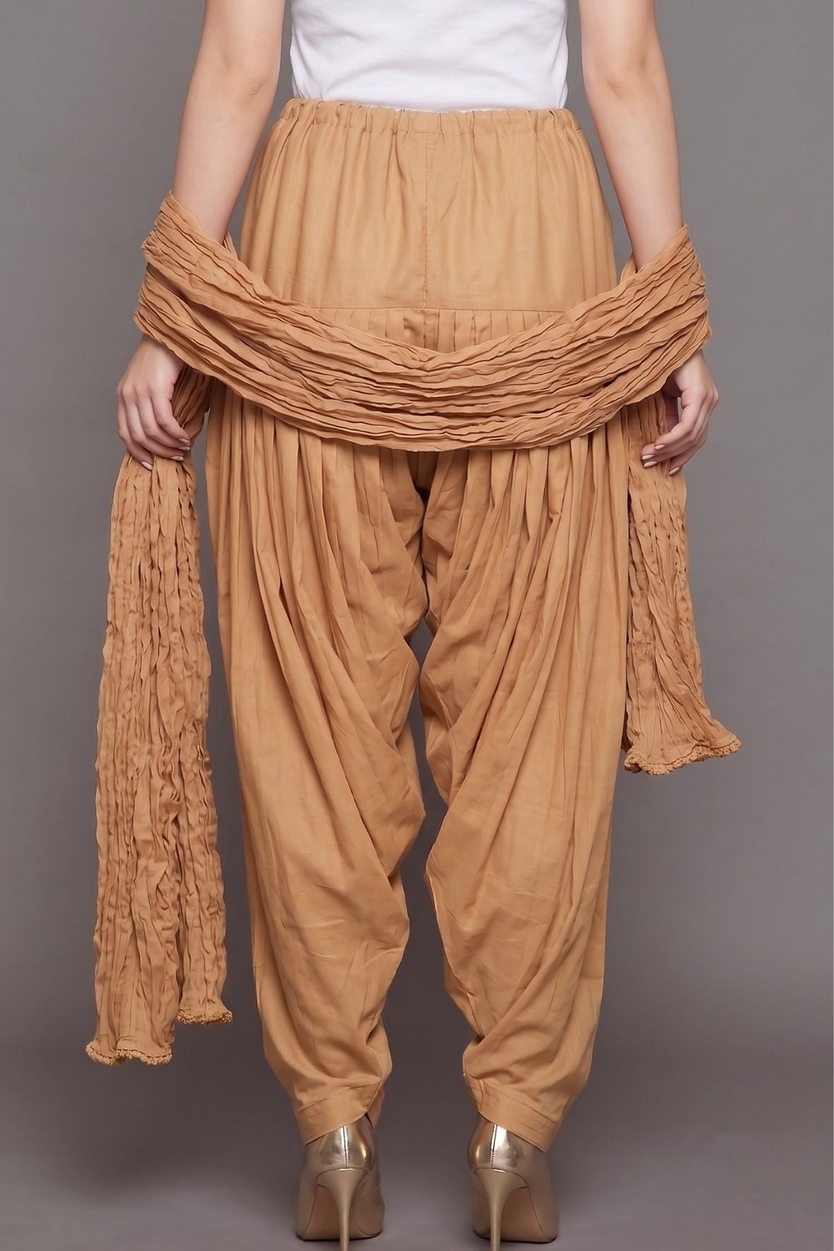 Skin Plain  Cotton Patiala with Dupatta