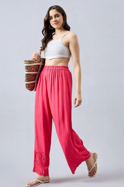 Peach Chikankari Palazzo