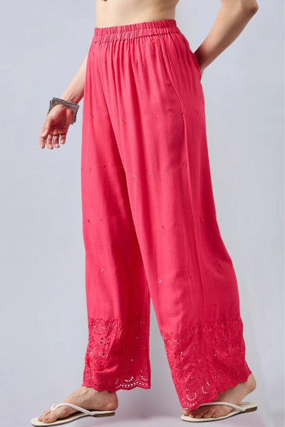 Peach Chikankari Palazzo