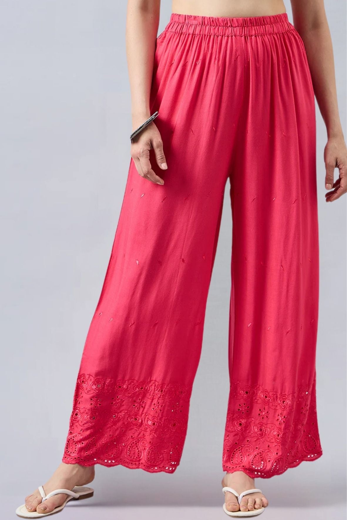 Peach Chikankari Palazzo
