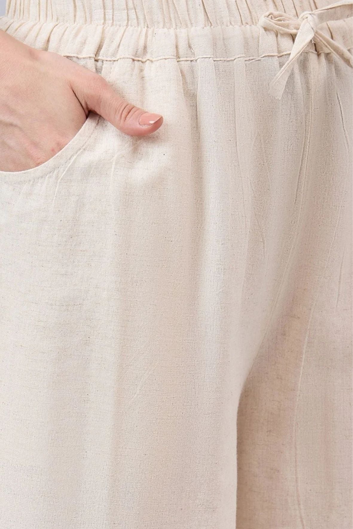 Cotton Palazzo With Pink Lace Detailing