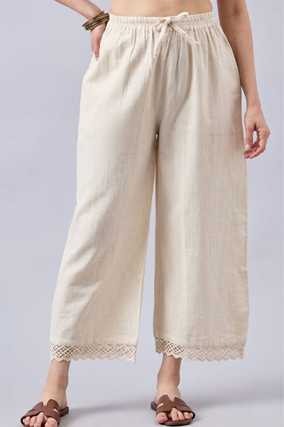 Cotton Palazzo With Lace Detailing