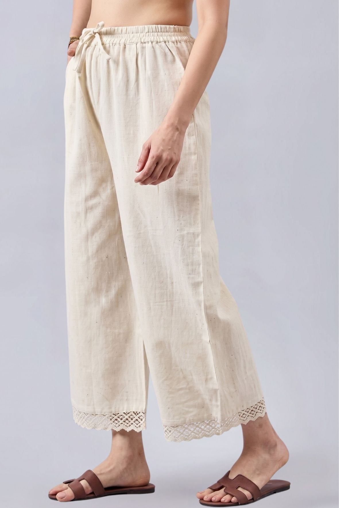 Cotton Palazzo With Lace Detailing