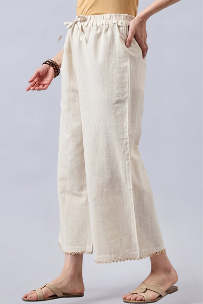 Cotton Palazzo With Skin Lace Detailing