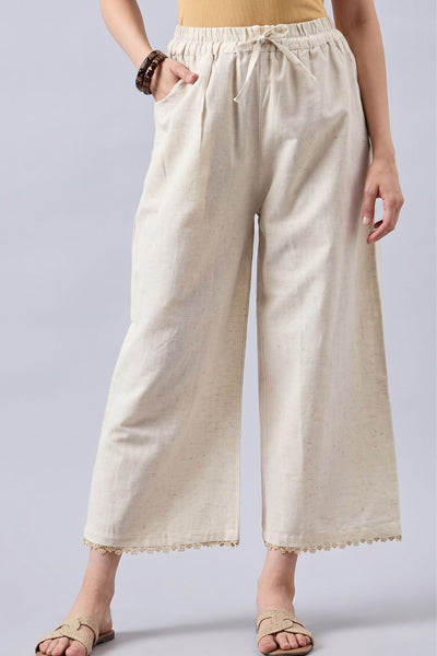 Cotton Palazzo With Skin Lace Detailing