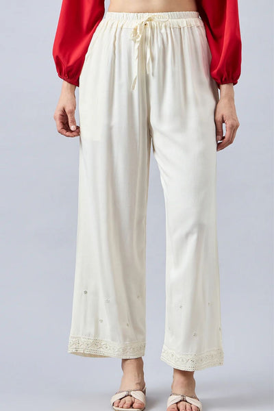 Off White Embellished Palazzo