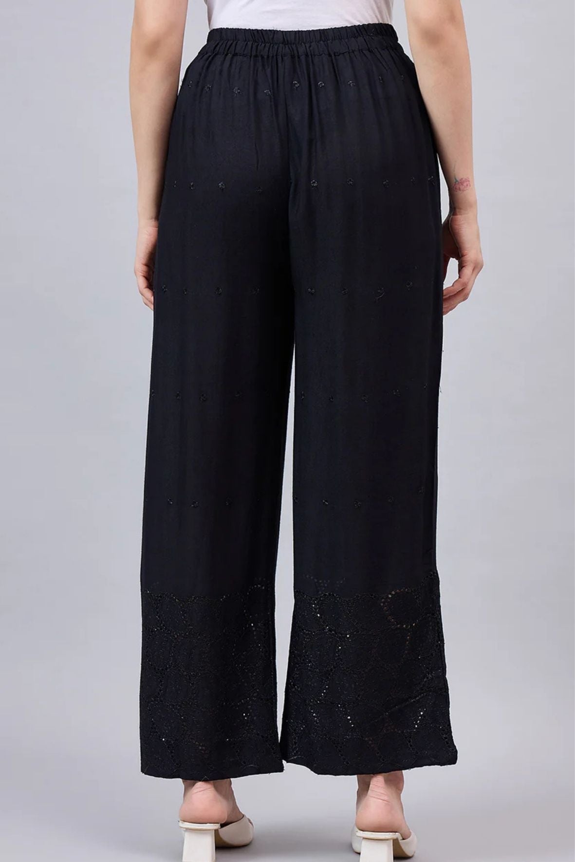 Black Chikankari Palazzos