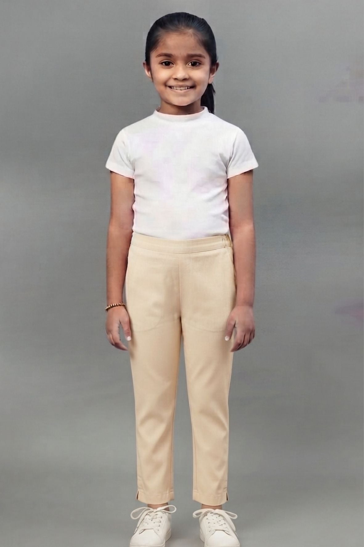 Girls Skin Colour Straight Pant