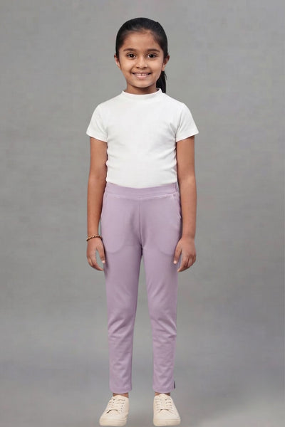 Girls Purple Pink Colour Straight Pant