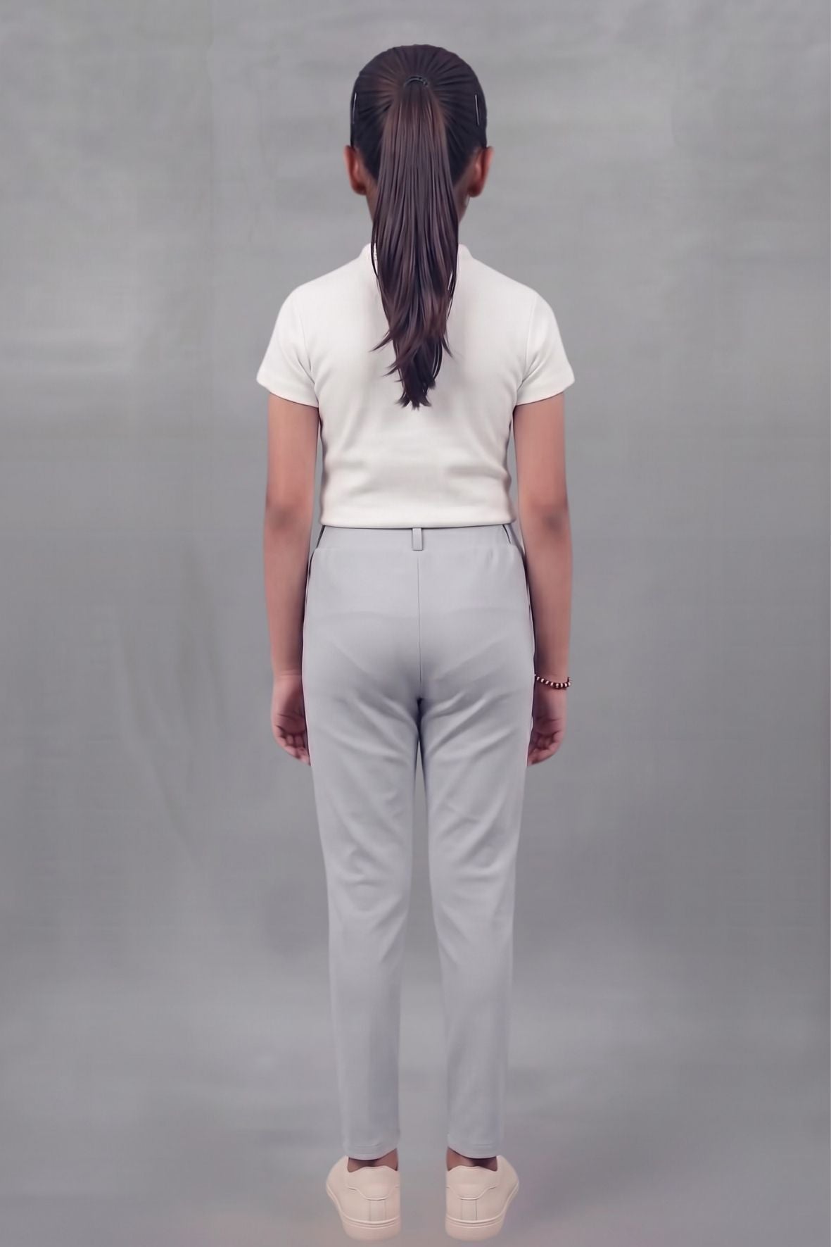 Girls Grey Colour Straight Pant