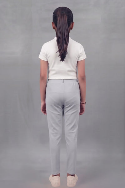 Girls Grey Colour Straight Pant