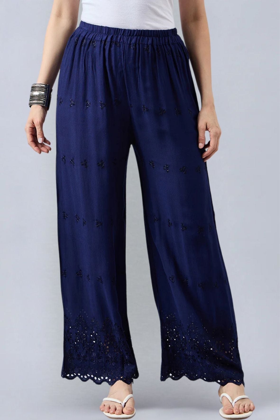 Navy Blue Chikankari Palazzo