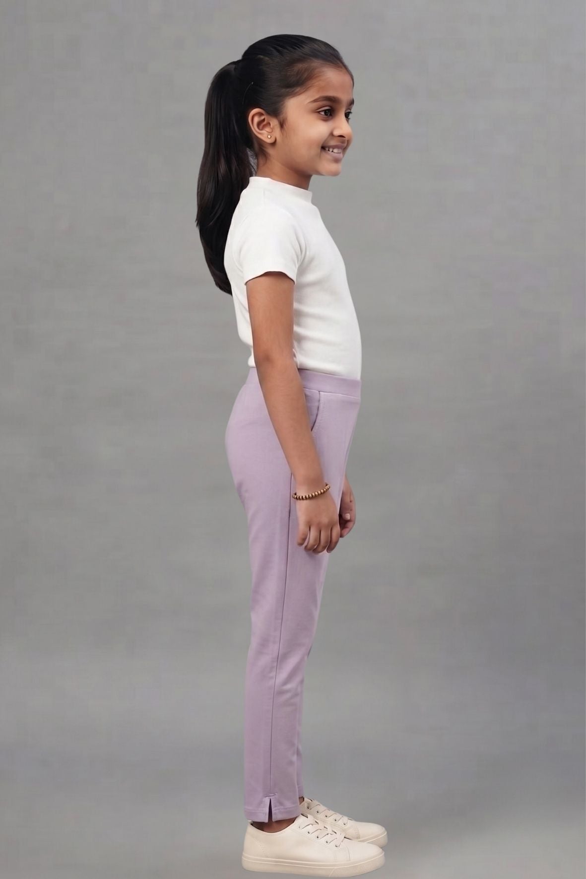 Girls Purple Pink Colour Straight Pant
