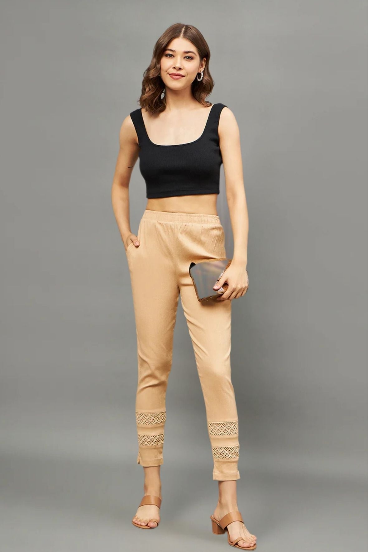 Beige Double Lace Pants